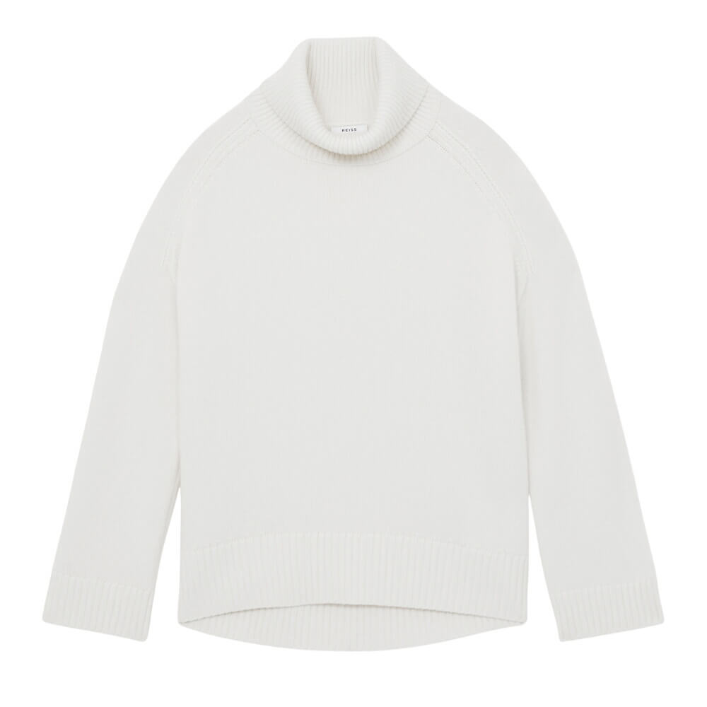 REISS Brooklyn Wool-Cashmere Cream Roll-Neck Jumper